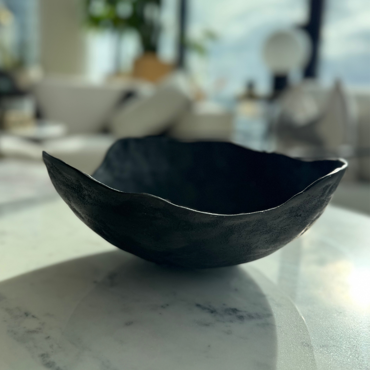 Bol Décoratif Noir Sculptural