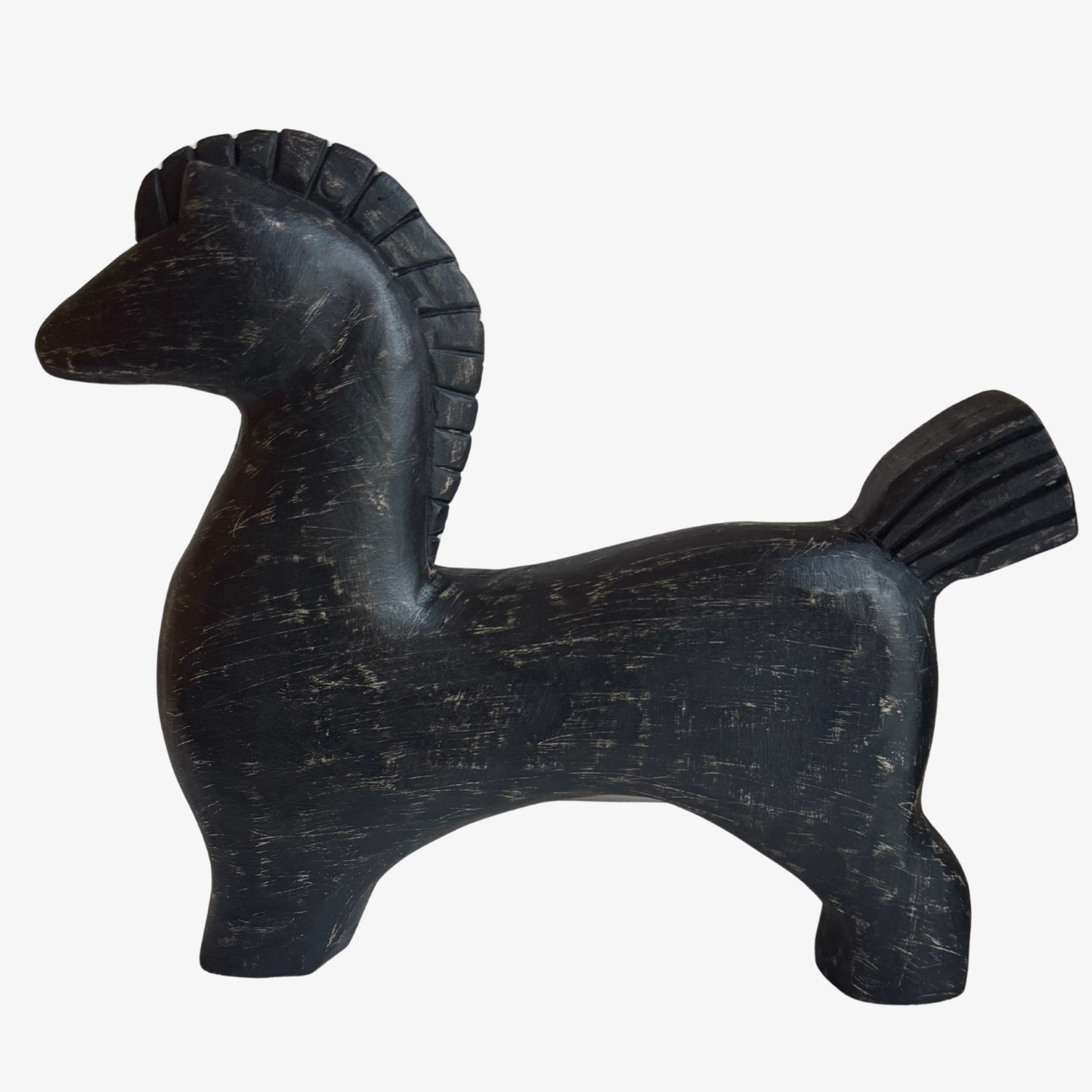 Cheval Décoratif en Bois Noir
