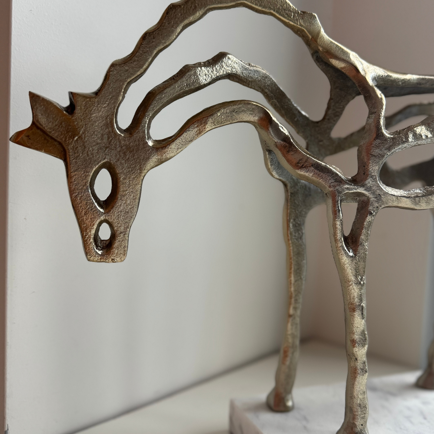 Sculpture Cheval Métal & Marbre