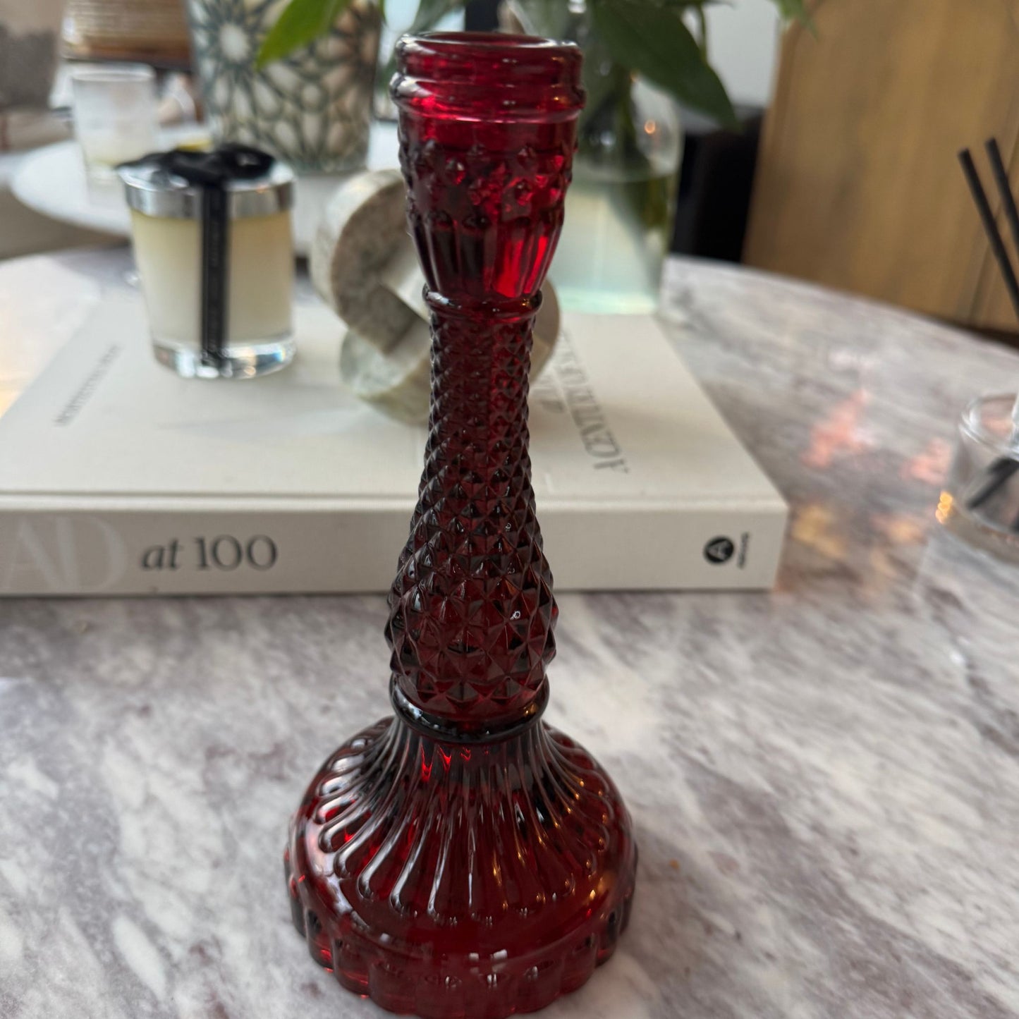 Duo de Bougeoirs en Verre Rouge
