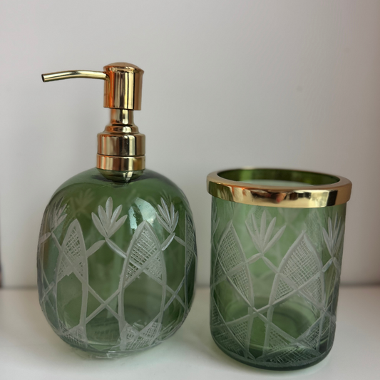 Distributeur de savon & goblet en Verre