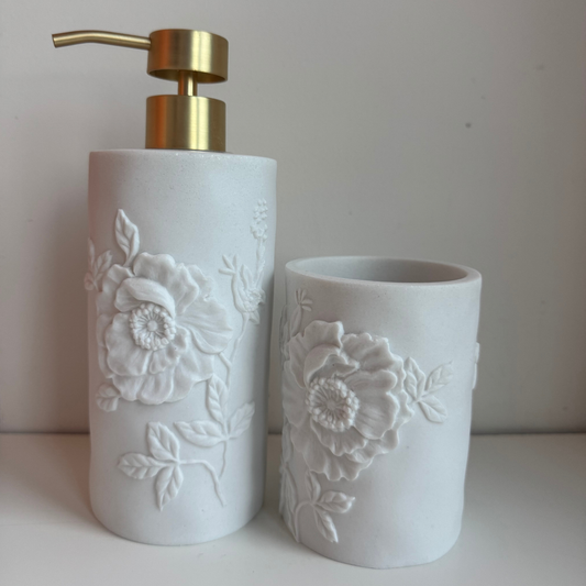 Distributeur de savon & goblet en céramique