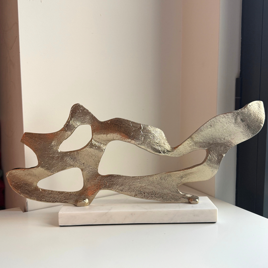 Sculpture Abstraite en Métal & Marbre
